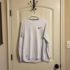White Nike-pro dry fit long sleeves